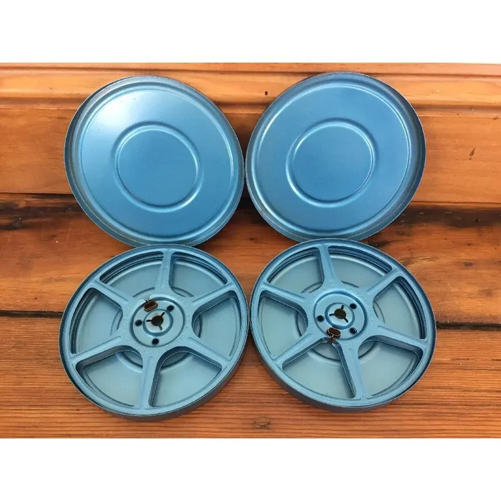Vtg Lot of Brumberger Super 8mm Film Take Up Reels Canisters Industrial Era Case